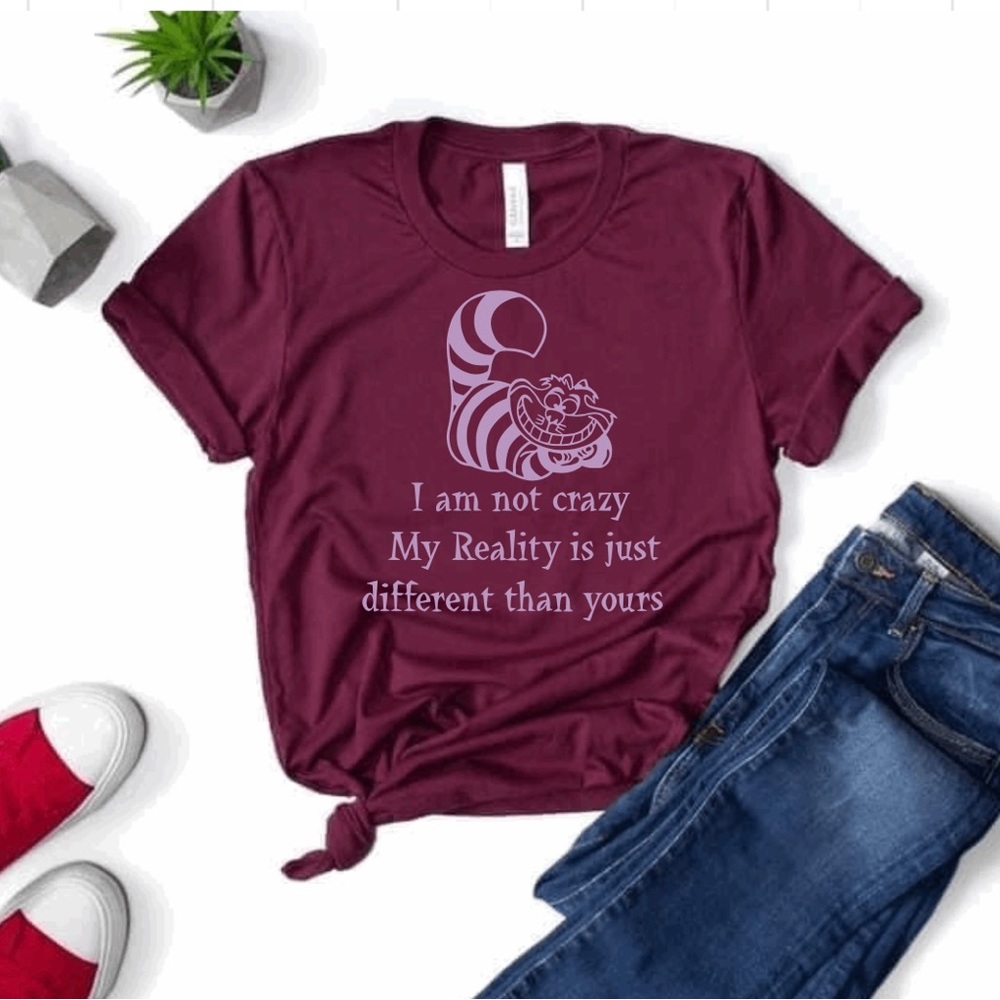 Cheshire Cat we all mad here mad Hatter alice in wonderland t-shirt unisex
